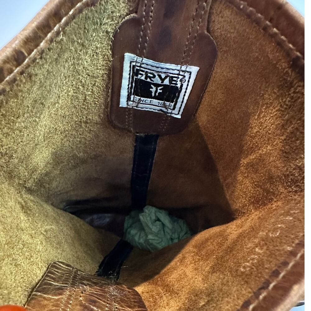 Frye 12R Heritage Harness Boots Women's Size 9 Brown Leather Square Toe - Picture 10 of 10